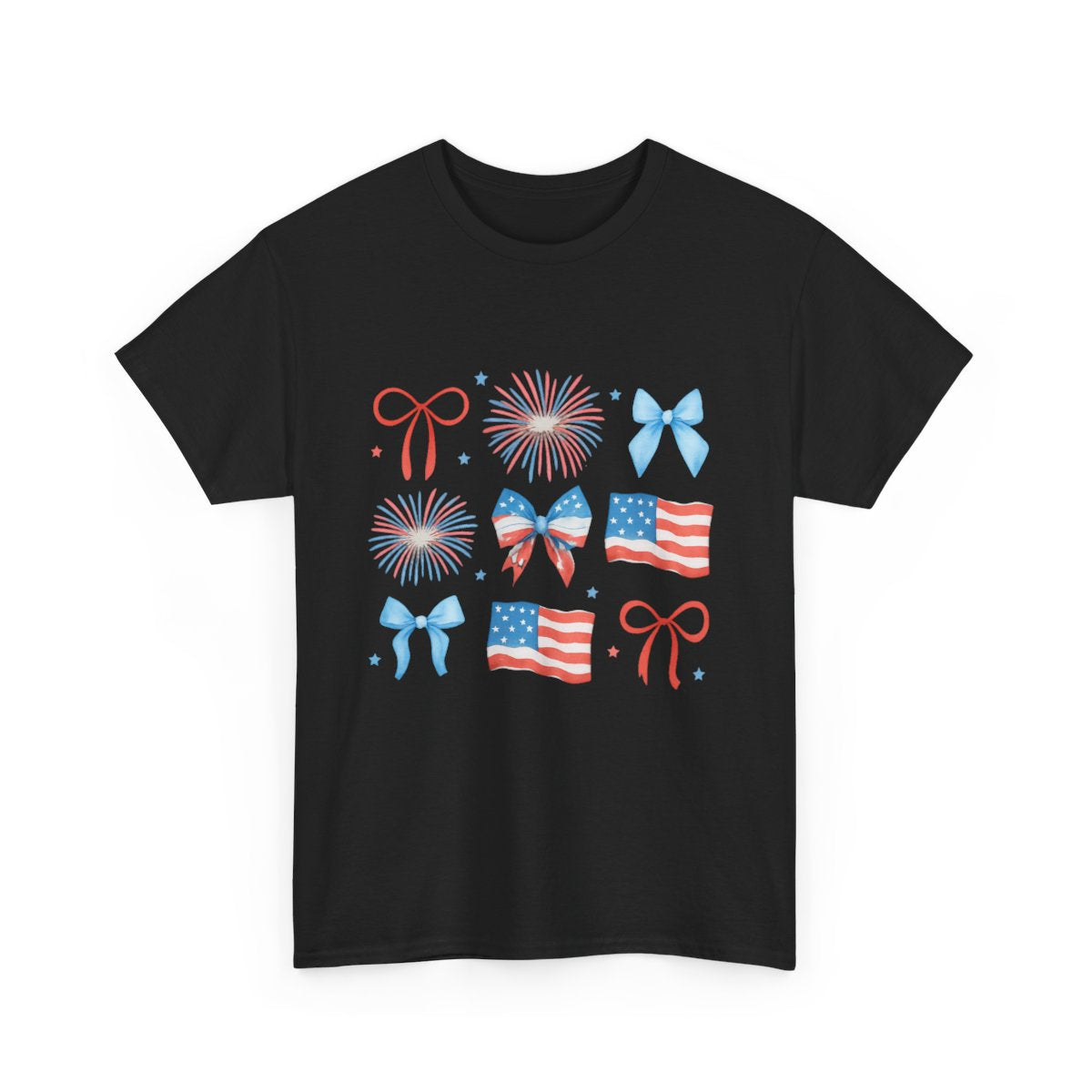 Sweet Liberty Coquette Tee – Bows, Fireworks & Flags T Shirt
